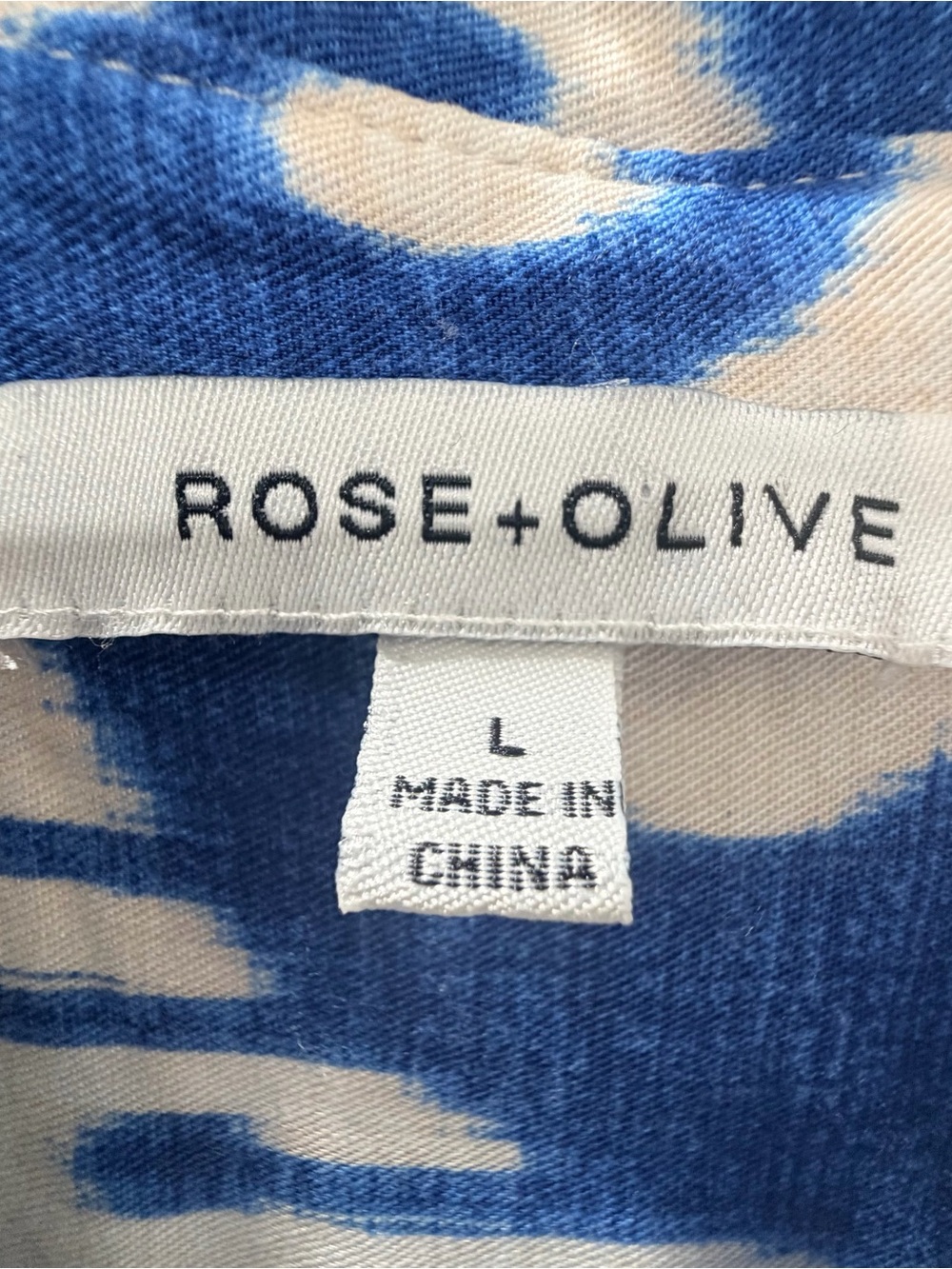 Rose & Olive Blue White Ikat Short Sleeve Blouse L - Picture 5 of 11
